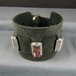 Fordite Leather Sterling Cuff
